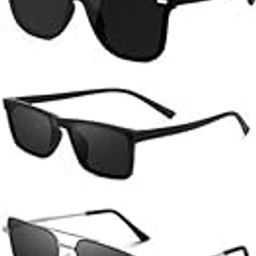 Unisex combo offer pack of 5 shades Unisex Fashion Sunglasses Set, 5 Pairs, Metal Frame, Black and Silver - Combo5-3763-image-55