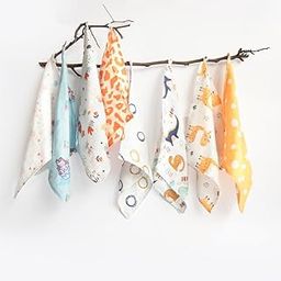 Yellow Doodle Baby Animals Organic Muslin Wipes (Set of 8) - Charming Design for All Ages | Pack of 2-image-26