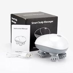 Head Massager, Scalp Massager for Hair Growth, 360 Degree Rotation, Detachable Heads, Kneading Massage Therapy, White-image-8