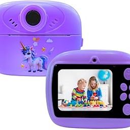 Playtonic Instant HD Digital Print Camera 1080P Videos Photo Printing for Portable Travel Cam Selfie Function Fun Toy Birthday Gifts Girls Boys Kids (Black, Design-1)-26