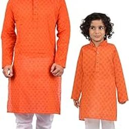 Baap Beta Handloom Kurta Pyjama Set for Men and Boy-image-104