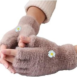 Half Finger Winter Gloves for Women Woolen Knitted Short Hand Gloves for Girls Soft Fur Angora Wool Warm Mitten for Kids (Free Size)-image-53