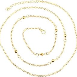 Summer Gold Bikini Belly Body Waist Layer Link Chain with Golden 5mm Beads-image-60