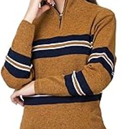 Zipper High Neck Woolen Sweater for Women-image-3