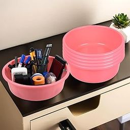 Homestic Pack of 6 Desk Organizer | Stationery Organizer Tub | Multipurpose Storage Organizer | Office Supplies Organizer for Pen-Pencil-Staplers-Clips | Desktop Organizer | 4 LTR | Pink-image-93