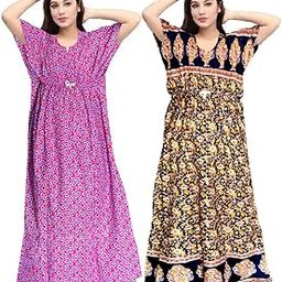 100% Cotton Kaftan for Women || Long Length Printed Nighty/Kaftan/Maxi/Night Gown/Night Dress/Nightwear Inner & Sleepwear for Women's | KF01-$P-image-19