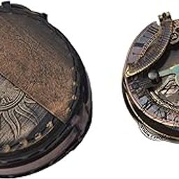 1 Nautical Brass Sundial Round Compass Marine Working Directional Compass 2.5-image-23
