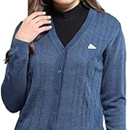 Womens Self Design Blue V Neck Full Sleeve Cardigan_1243547VN-188-image-91