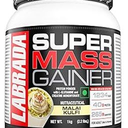 Labrada Super Mass Gainer 1kg | High-Calorie Protein Powder for Muscle Growth & Recovery |1246 Calories | 40g Protein | 265g Carbs | Malai Kulfi Flavor | 3g Creatine | 500mg Glutamine, 1000gm-10