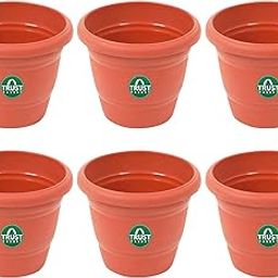 TrustBasket UV Treated Plastic Round Pot(6 Inches)-Set of 6 | Heavy Duty Highly Durable Plant Container Gamla for Indoor Home Decor & Outdoor Balcony Garden-50