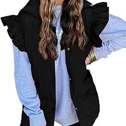 Women’s Winter Warm Ruffled Puffer Vest Lightweight Sleeveless Gilet Jacket-image-12