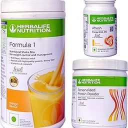 Herbalife Formula 1 Mango 500g with Personalized Protein Powder 200g and Afresh Lemon 50g Pack of 3-15