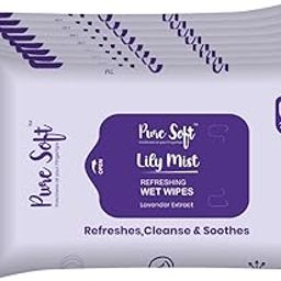 Pure Soft Lily Mist Refreshing Wet Wipes 25N Each - Pack of 8 | Wet Wipes for Face with Lavender Oil & Calendula Extract | Makeup Remover Wipes | Hydrating, Refreshing, Soothing | Paraben & Alcohol Free-image-86