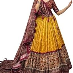 Women's Tussar Silk With Leheriya And Foil Print Lehenga choli Set-picture-40