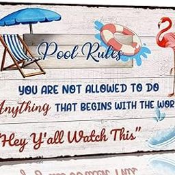 Funny Outdoor Pool Tin Sign Pool Rules Metal Signs Pool Decorations Home Swimming Pool Decor for Garden Backyard Bar Pool Deck Welcome Accessories 8x12 Inch-22