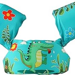 Koochie-Koo Cute Cartoon Dinosaur Printed Cool Beach/Pool Party Float Arm Band Swimming Trainer Vest Life Jacket Safety Gear for Baby Boys and Girls 22 to 55 lbs (Pack of 1, Green)-image-66
