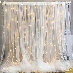 Special You Backdrop Cloth for Decoration Pooja, White net Curtain Cloth Backdrop & LED Fairy Lights (40ft Long) Combo for Birthday, White Net Curtain for Birthday Decoration, Wedding Party- 6Pcs-23