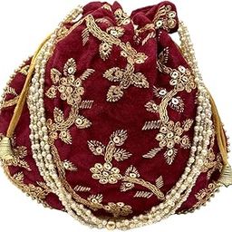 Velvet Sequence Bridal Potli Bag for Women-image-84