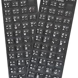 2Pcs Thai Keyboard Stickers - Alphabet Letter Replacement With White Font on Black Background for Computer Keys-picture-21