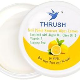 Thrush Nail Polish Remover Wipes - Lemon 30 Pulls Pack of 2 x (60 wipes) Enriched with Argan oil, Olive Oil & Vitamin E, Acetone Free-image-75