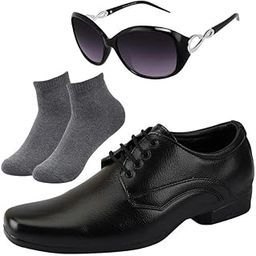 l Men Black Lace Formal Shoes with Dark Gray Socks & Women Cheri-image-51