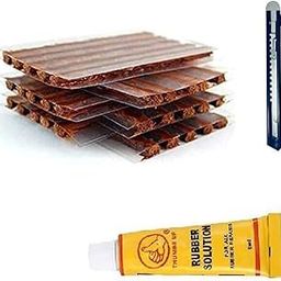 New Tubeless Tyre Puncture Kit Repair Strip 1 Cutter, 1 Slotion and 30 pieces Strip box (30 Pieces+1Cutter+1Slotion)-30