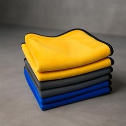 Ocean Style Microfiber Cleaning Cloth 500 GSM, 40x40 Yellow, Grey and Blue, Pack of 3 Piece Towel Set! Microfiber Cleaning Cloths Perfect for Car Bike Fridge TV Mirror and Table.-image-2
