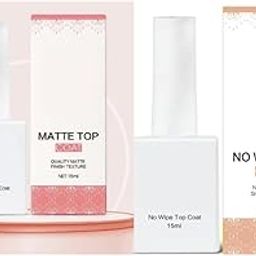 Nail Shiny Top Coat & Matte Gel Top Coat, 15ml Gel No Wipe Matte & Glossy Top Coat Soak Off Nail Lamp Gel Nail Polish Matte & Glossy Finish Long Lasting DIY Home Nail Salon-7