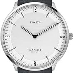 Analog Watch for Man with White Round Dial & Black Leather Strap Band Water Resistant Men's Wrist Watches - TWEG22100-image-71