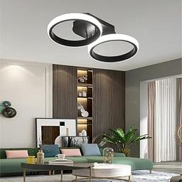 HEAVENGLOW LED Mounted Ceiling Lamp Decorative Lights for Hallway Black Round White-image-1