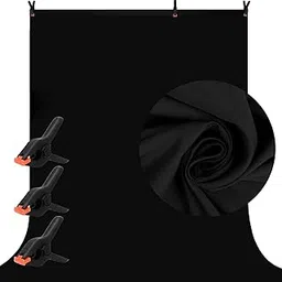 HIFFIN 8 x 12 FT Black LEKERA Backdrop Photo Light Studio Photography Background with 3 pcs Backdrop Support Spring Clamp 4.3"/11cm-picture-21