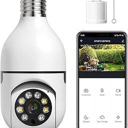 3MP Light Bulb Security Camera for Home Security, 360° WiFi Smart Light Socket Security Camera Outdoor Wireless, Lightbulb Camera with Motion Detection, Two Way Talk, Compatible with Alexa (1Pack)-image-13