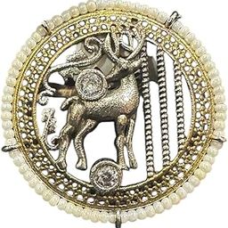 Vintage Style Horse Ring with Pearl Beads and Crystal Accents, Antique Gold and Silver Tone-image-66