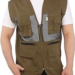 Photographer Vest. Sleeveless Regular Size Outdoor Jacket. Netted Ventilation. Adjustable Waist. Multi-Utility Pockets-image-36