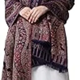 weavers villa Women's Acro Wool Blend Floral Design Woven Wraps, Stoles, Ladies Shawls (40" X 80")-picture-25