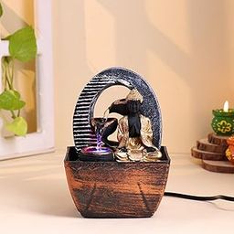 FlowerAura Decorative Peaceful Lord Buddha Water Fountain With LED Light for Living Room, Table and Office Desk Decor, Home | Gift for Religious Events & Occasions-14