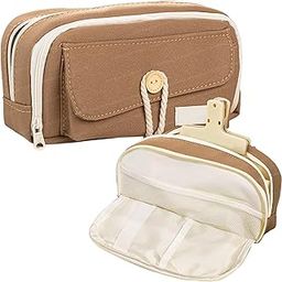FunBlast Pencil Pouch, Pencil case for Girls, Large Capacity Stationary Organizer Case, Aesthetic Pencil Case Organizer, Multipurpose Zipper Pouch for Kids & Adults (Brown)-image-37