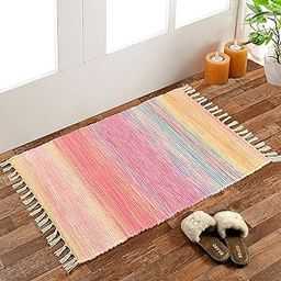 HOMADORN Handmade Sustainable Printed Modern Dhurrie/Rugs/Carpet Upcycled from Fabric for Living Room/Bedside Runner for Enhanced Décor (2 feet x 3 feet)-image-39