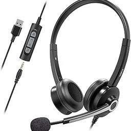 Nulaxy USB Headset with Microphone, 3.5mm Jack Headphones with Noise Cancelling Microphone, Inline Control, Lightweight Business Headset, PC Headset for Skype, Webinar, Office, Classroom, Home-image-16