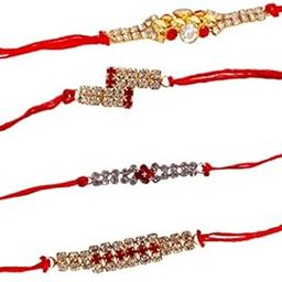 RAKSHBANDHAN SPECIAL RAKHI COMBO PACK OF 4 DESIGNER GOLDEN RAKHI COMBO | RAKHI FOR BROTHER | RAKHI GIFT | RAKHI FOR BHABHI | RAKHI FOR BROTHER RAKSHA BANDHAN BRACELET | RAKHI SET WITH ROLI FOR TILAK CEREMONY-image-10