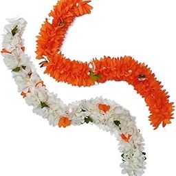 Mahpexx Artificial Jasmine Mogra Flower Hair Gajra (Orange & White (Pack of 2))-image-4