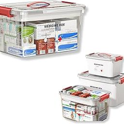 HoopVool Portable Double Layers Medicine Box, Comprehensive Home Emergency Medicine Storage Box – Organizer with Secure Lock & Handle, Multi-Size Option (White & Transparent) (TRANSPARENT, SMALL)-image-56