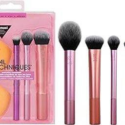 REAL TECHNIQUES Makeup Brush Set with 2 Sponge Blenders for Eyeshadow, Foundation, Blush, and Concealer, Set of 6, Assorted, (1997)-0
