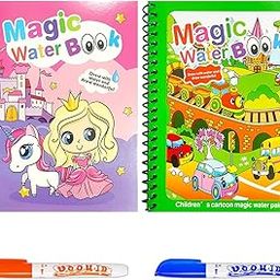 QEEIG Reusable Magic Water Quick Dry Book Learning Toy and Scribble with Doodle Pen for Painting Fun Drawing Pad Toy for Boys and Girls | Random Designs As Per Stock Epiphany| 16 Cm | Pack of - 2-1