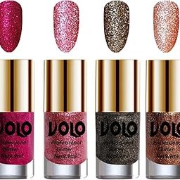VOLO Nail Polish, Shimmery Finish, Magenta Glitter, Pink Glitter, Dark Grey Glitter, Peach Glitter, 39.6 Ml-image-97