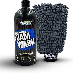 SOFTSPUN Essentials 1Ltr Car & Bike pH Neutral Premium Liquid Shampoo+1700gsm 1pc Double Side Glove Grey Combo | Extra Suds, Removes Tough Dirt & Grime | Works with Bucket & Foam Cannon-image-26