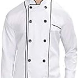 FAB UNIFORMS Chef Coat with Contrast Black Piping (White, 42)-image-31