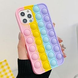 KC Back Cover for Apple iPhone 12 & Apple iPhone 12 Pro, Push Pop It Rainbow Bubble Stylish Protective Soft Silicone Fun Fidget Toy Case (Multicolor)-30