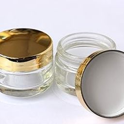 B.H.Industry (PACK OF 4 PCS) 50 GRAM CLEAR GLASS COSMETIC JAR with shiny golden cap for Beauty, Cream, Blends, Skin Care, Hair Care, Travel, Toners, Cosmetic & DIY-image-57