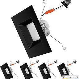 NUWATT - 4 Pack 6 Inch Black Square LED Light CCT 2700K/3000K/3500K/4000K/5000K Selectable, 1100 Lumens, 14W, Dimmable, 6 Inch Square Recessed Lighting, Light-image-10